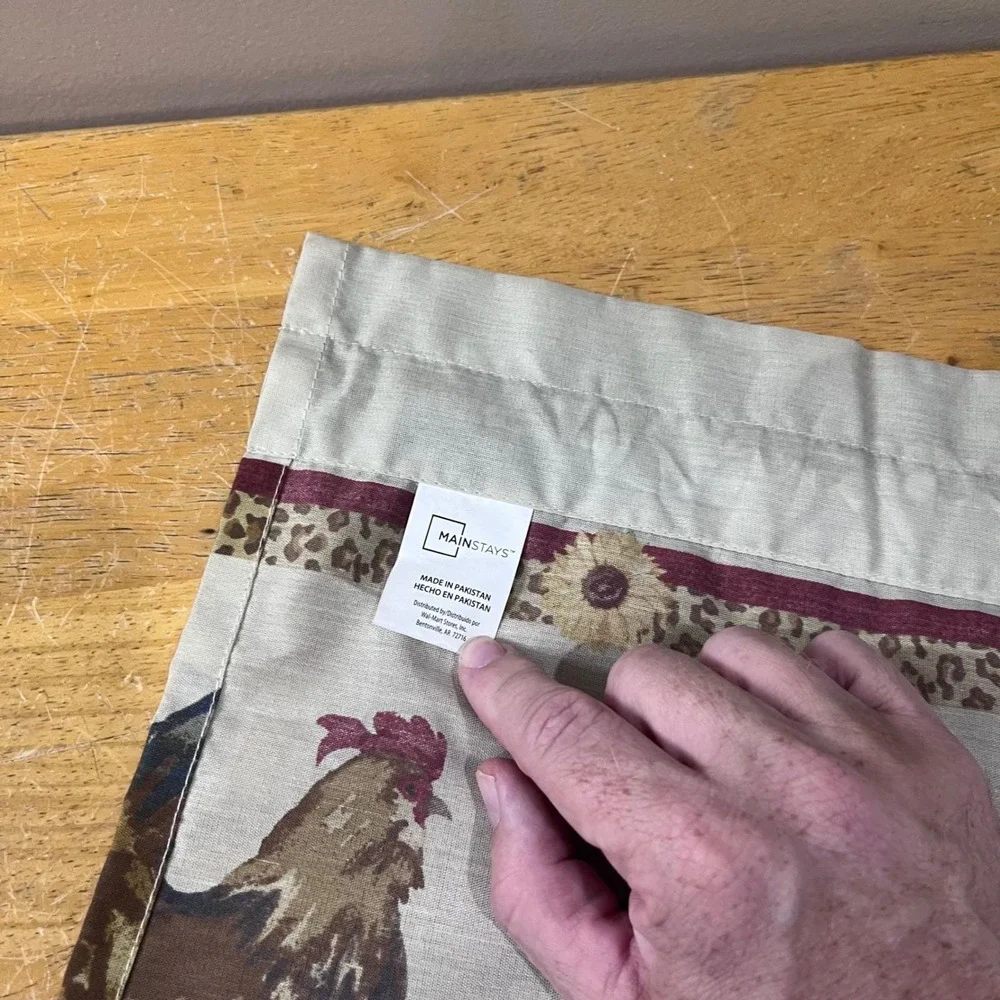 Mainstays Rooster Sunflower Leopard Window Valance‎ French Country Farmhouse